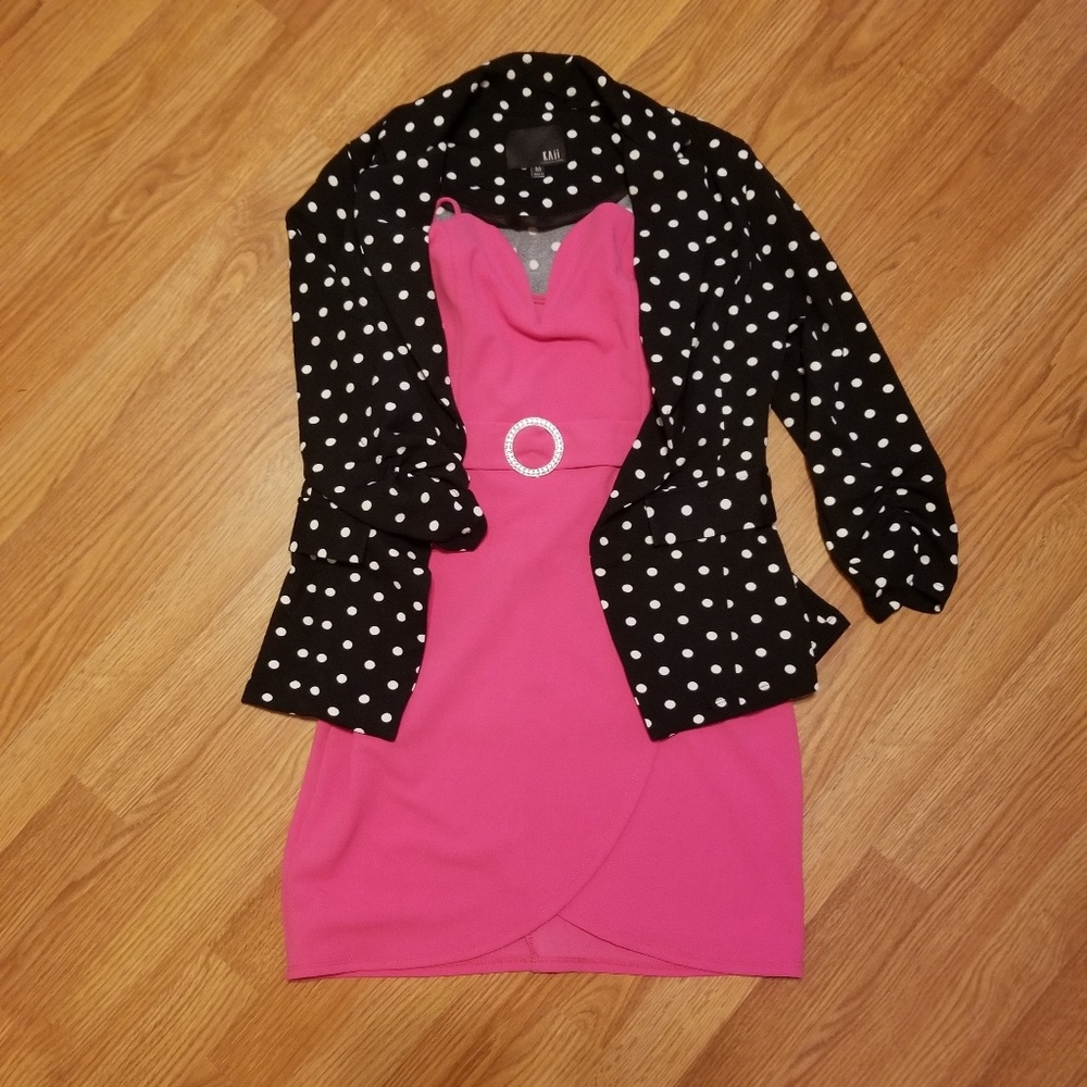 Fuschia belted spaghetti strap dress - Picture 6 of 6